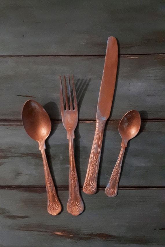 copper cutlery verdigris effect